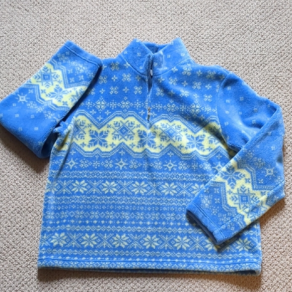 Talbots Icelandic Fair Isle Snowflake 1/4 Zip Fleece Pullover - Picture 2 of 10